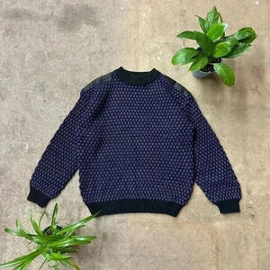 Vintage Street Scenes Purple Textured  Sweater Medium